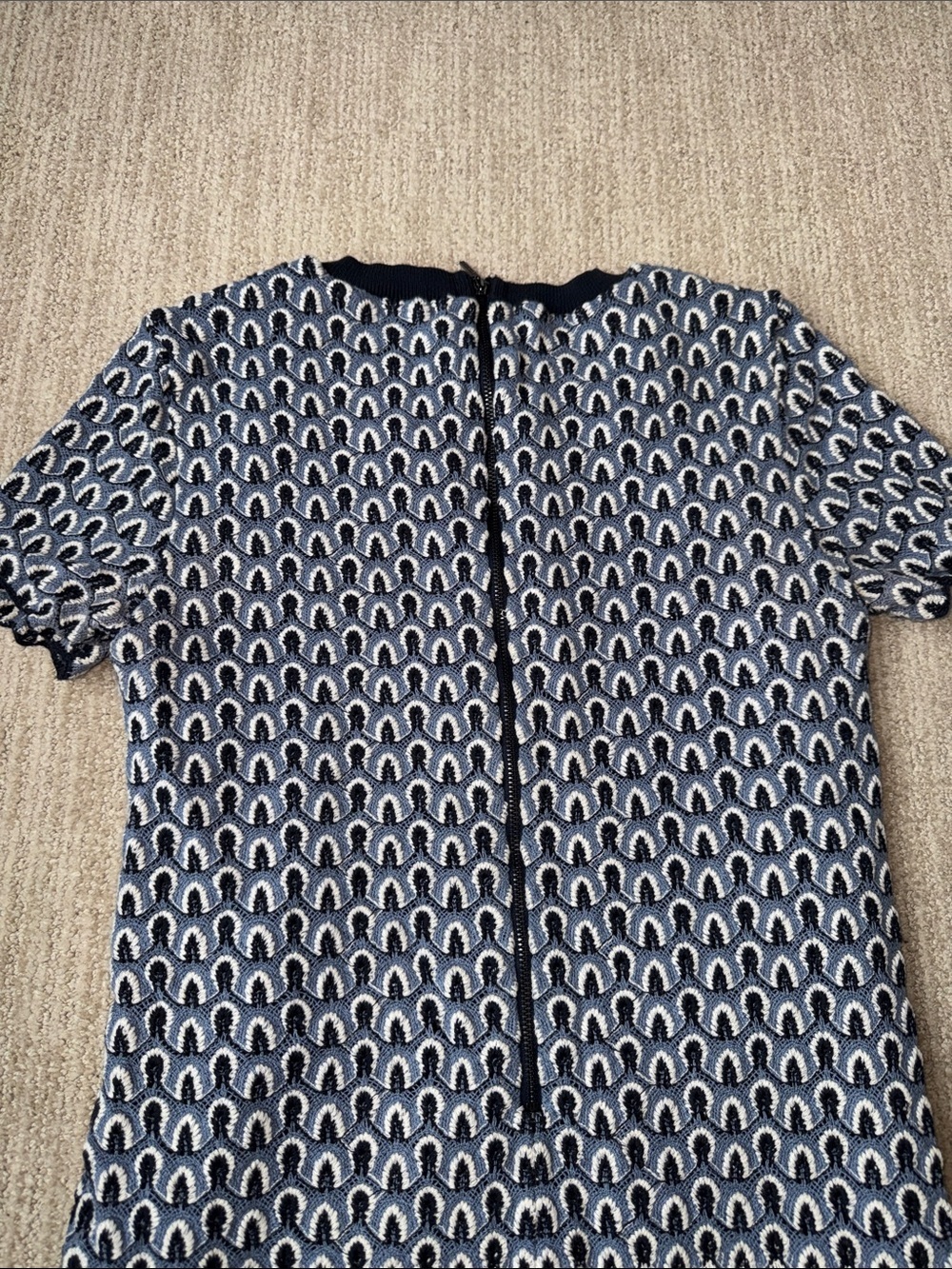 Tory Burch Beverly Dress Women XS Blue Feather Crochet Cotton Lined Mini - Picture 9 of 13